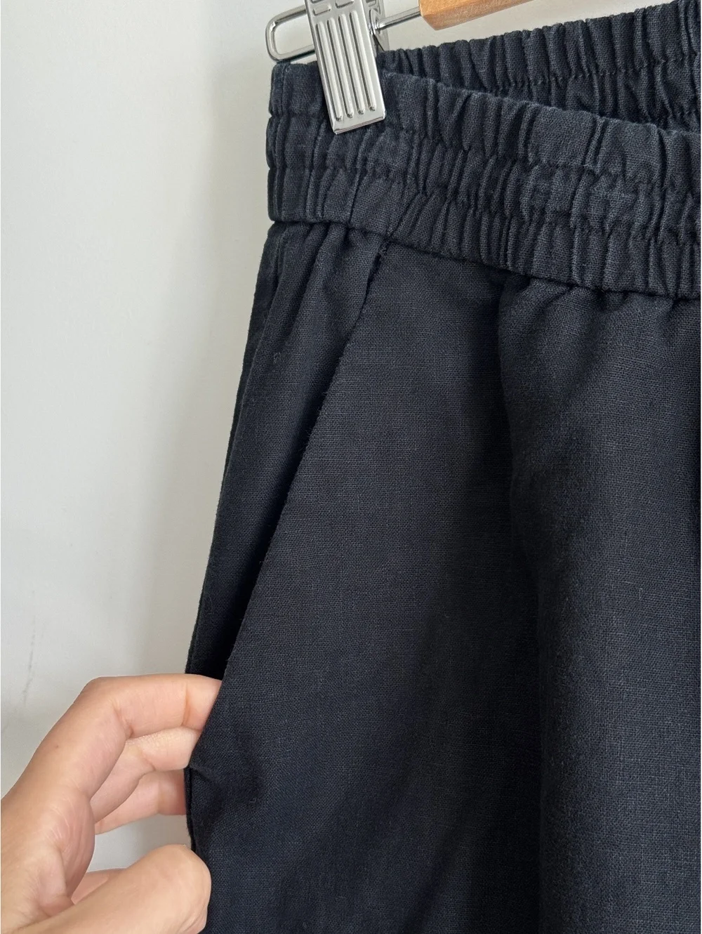 J.Crew Factory Linen Cotton Drawstring Pants Black Pull On Size 6 AW839